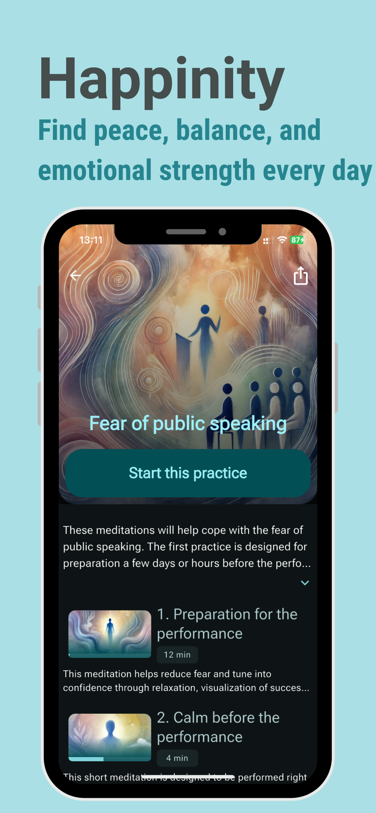 Happinity Meditation Screen